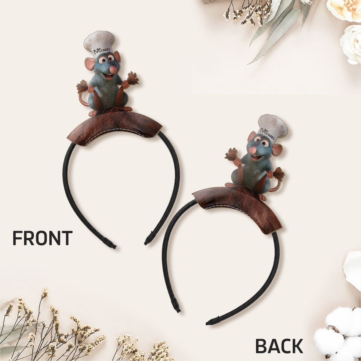 Personalized Funny Mouse Shaped Leather Headband Gift Shaped Leather Headband GradoCreations