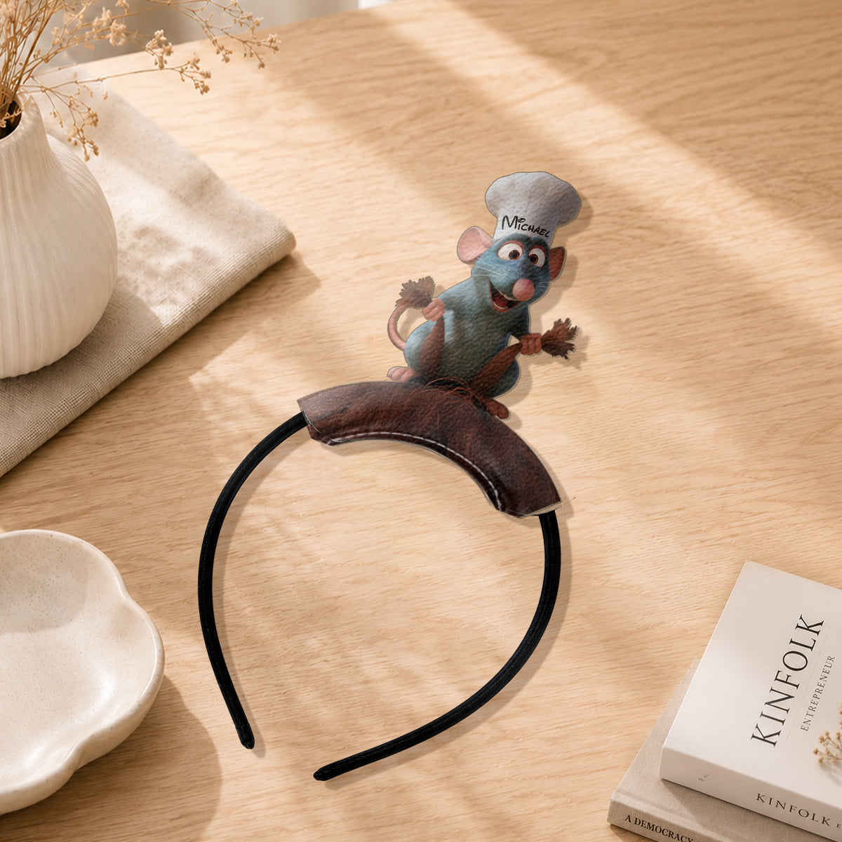 Personalized Funny Mouse Shaped Leather Headband Gift Shaped Leather Headband GradoCreations