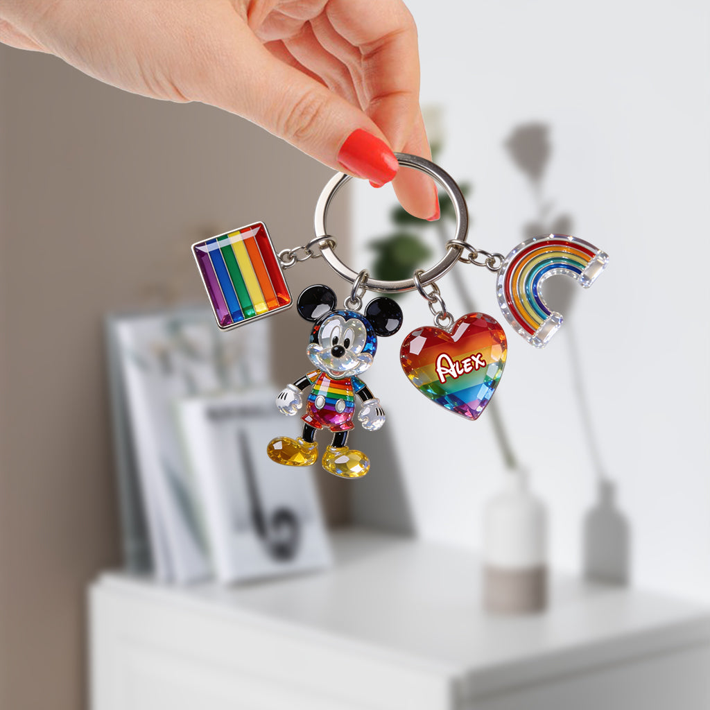 Personalized LGBT Support Keychain with Name Charms Gift Premium Keychain With Charms GradoCreations