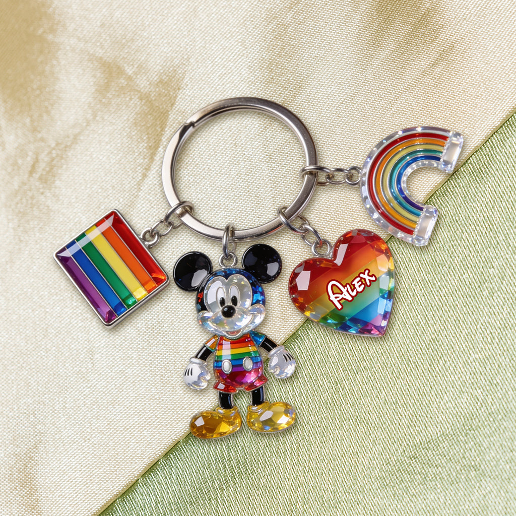 Personalized LGBT Support Keychain with Name Charms Gift Premium Keychain With Charms GradoCreations