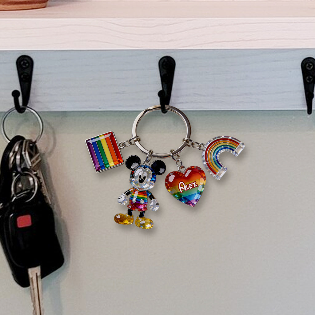 Personalized LGBT Support Keychain with Name Charms Gift Premium Keychain With Charms GradoCreations