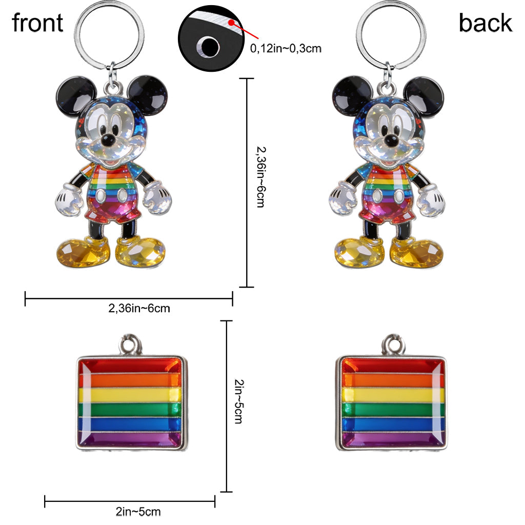 Personalized LGBT Support Keychain with Name Charms Gift Premium Keychain With Charms GradoCreations
