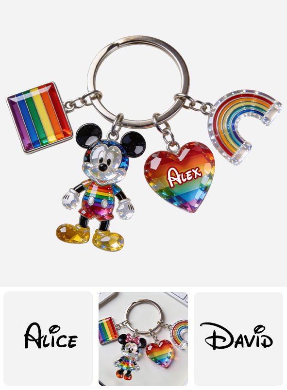 Personalized LGBT Support Keychain with Name Charms Gift Premium Keychain With Charms GradoCreations