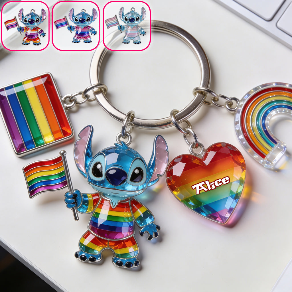 Personalized LGBT Pride Month Keychain with Charms for Supporters Premium Keychain With Charms GradoCreations
