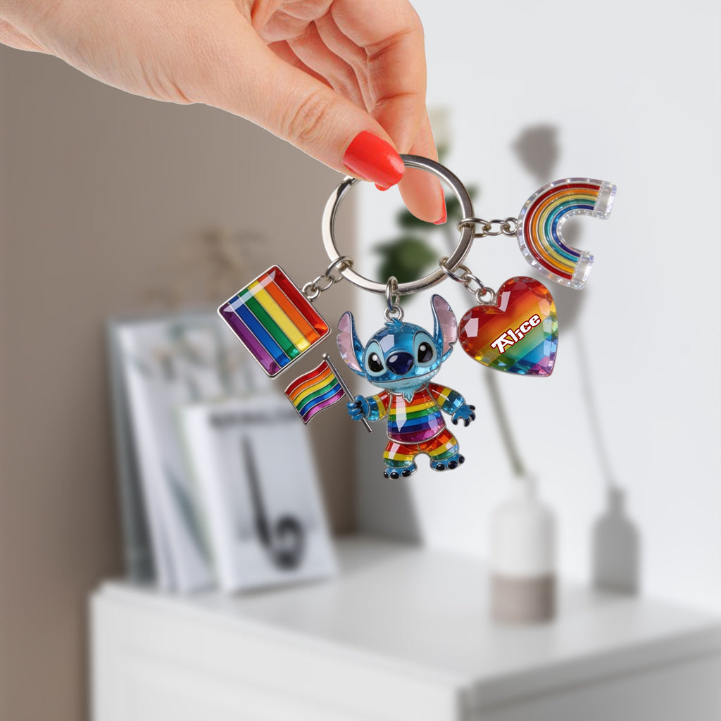 Personalized LGBT Pride Month Keychain with Charms for Supporters Premium Keychain With Charms GradoCreations