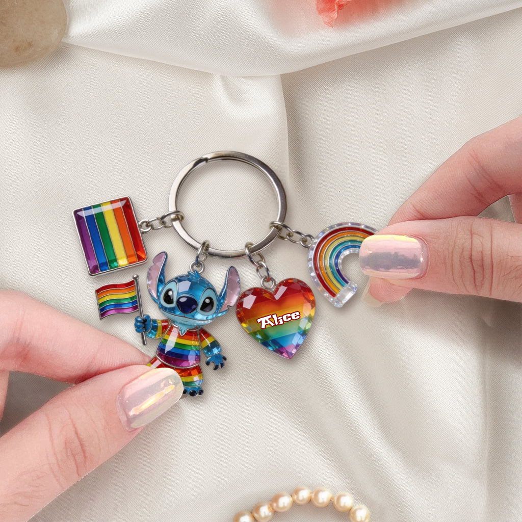 Personalized LGBT Pride Month Keychain with Charms for Supporters Premium Keychain With Charms GradoCreations