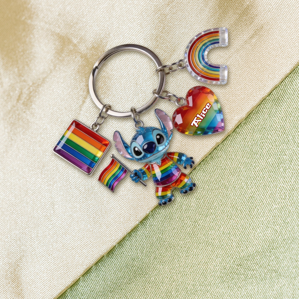 Personalized LGBT Pride Month Keychain with Charms for Supporters Premium Keychain With Charms GradoCreations