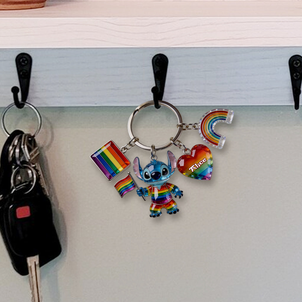 Personalized LGBT Pride Month Keychain with Charms for Supporters Premium Keychain With Charms GradoCreations