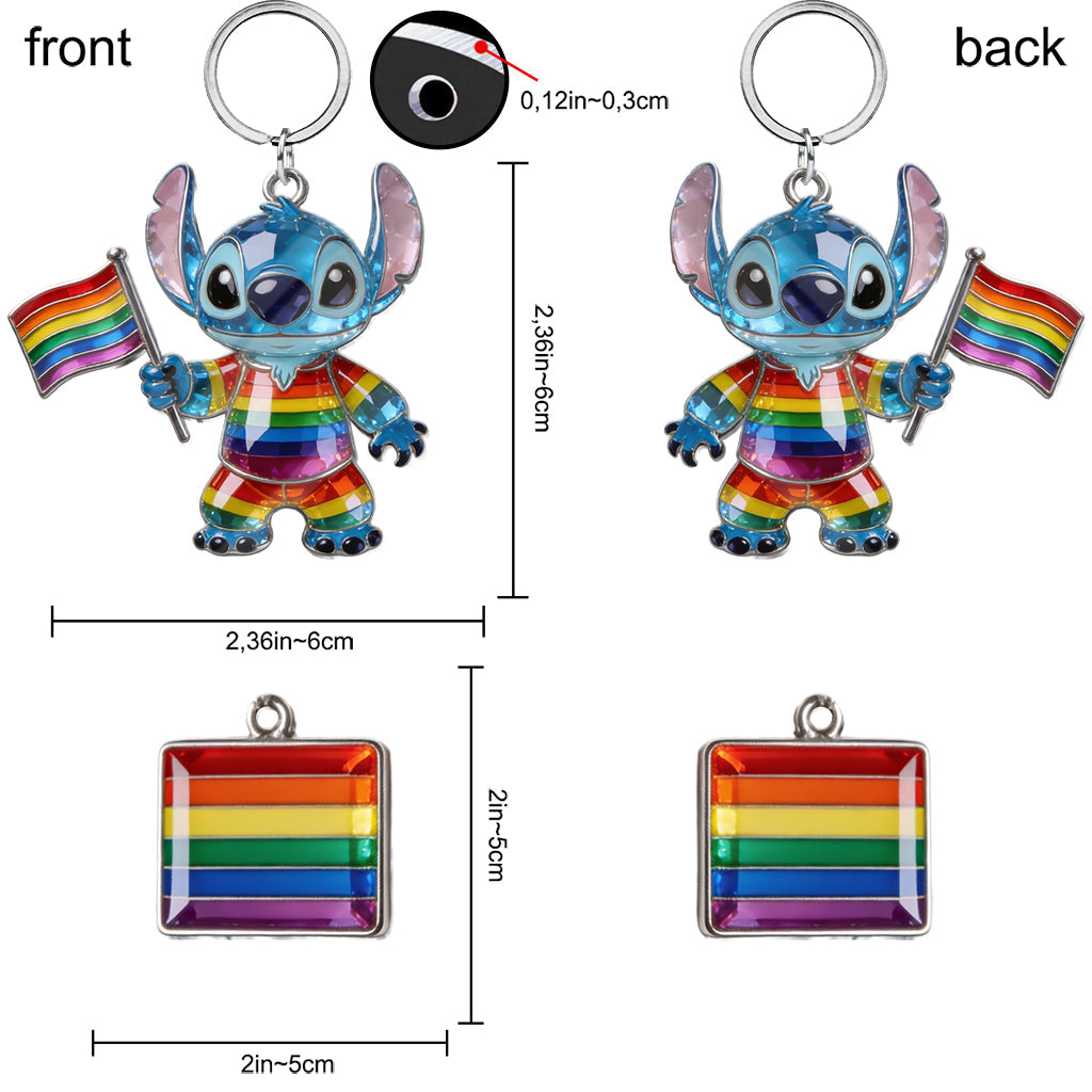 Personalized LGBT Pride Month Keychain with Charms for Supporters Premium Keychain With Charms GradoCreations