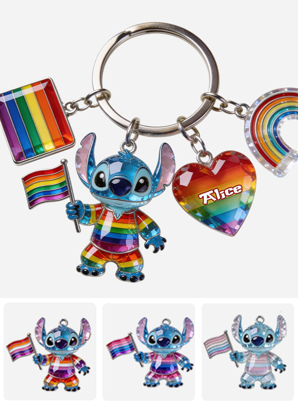 Personalized LGBT Pride Month Keychain with Charms for Supporters Premium Keychain With Charms GradoCreations