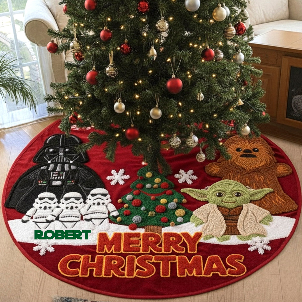 Personalized Star Wars Christmas Tree Skirt Soft Polyester Gift for Family Tree Skirt GradoCreations
