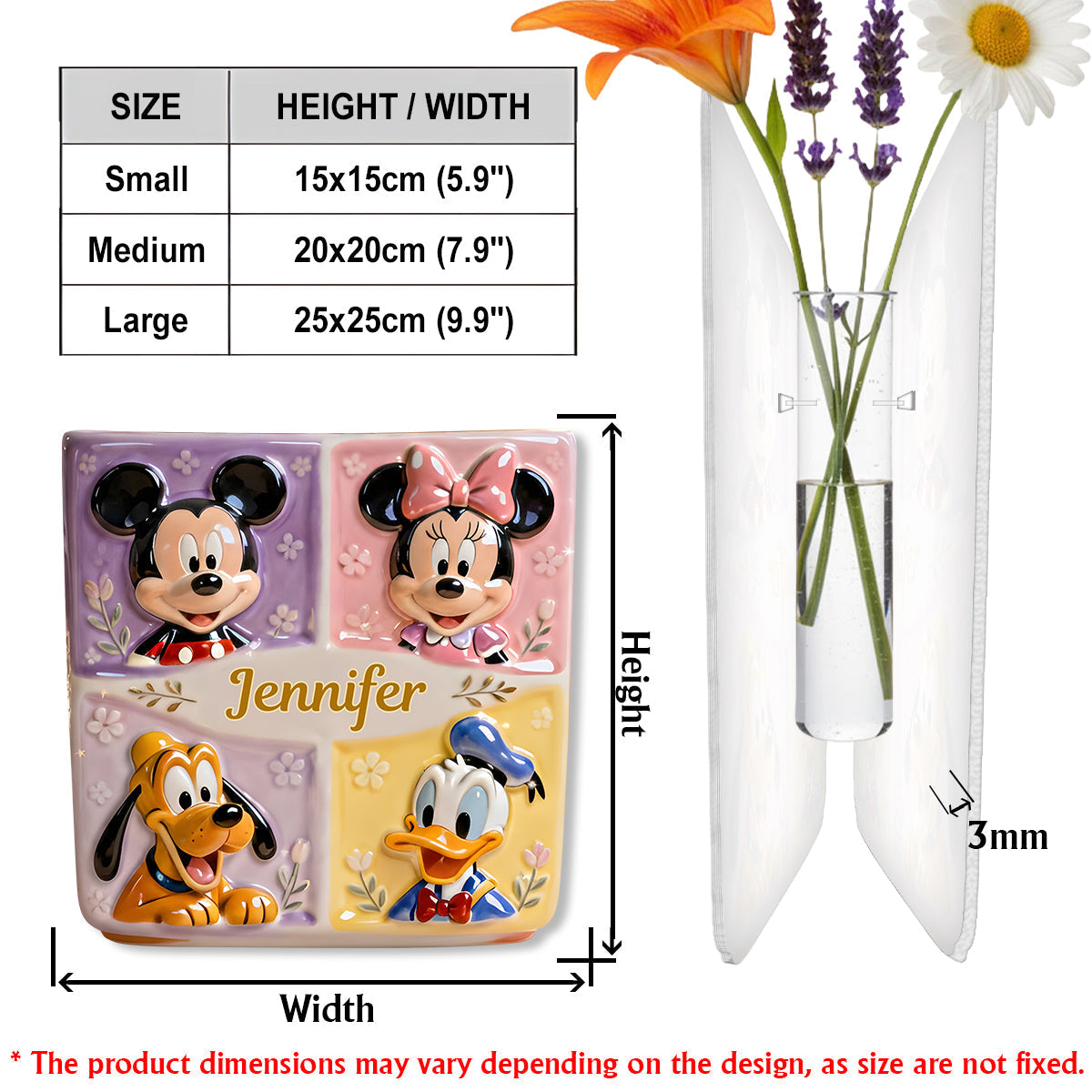Personalized Mouse Shaped Acrylic Flower Vase Custom Gift Custom Shape Acrylic Flower Vase GradoCreations