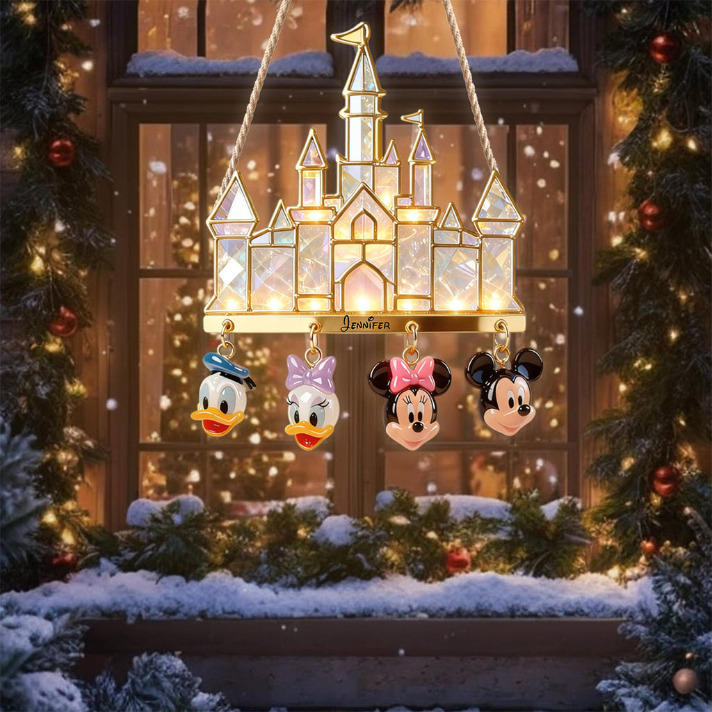 Personalized LED Light Acrylic Castle Sign with Mickey & Friends LED Light Acrylic Sign GradoCreations