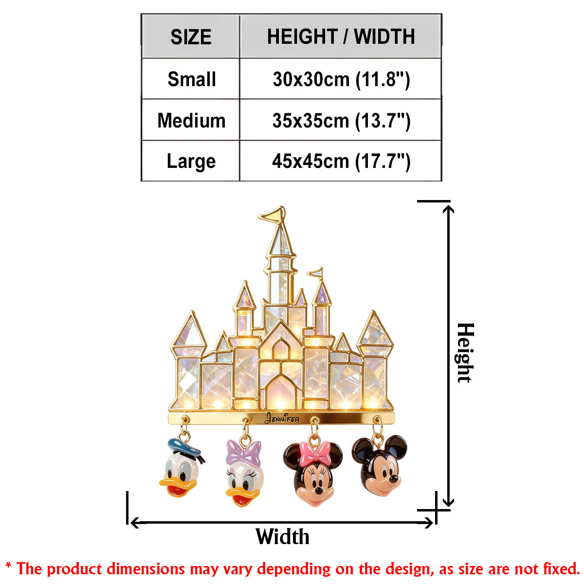 Personalized LED Light Acrylic Castle Sign with Mickey & Friends LED Light Acrylic Sign GradoCreations