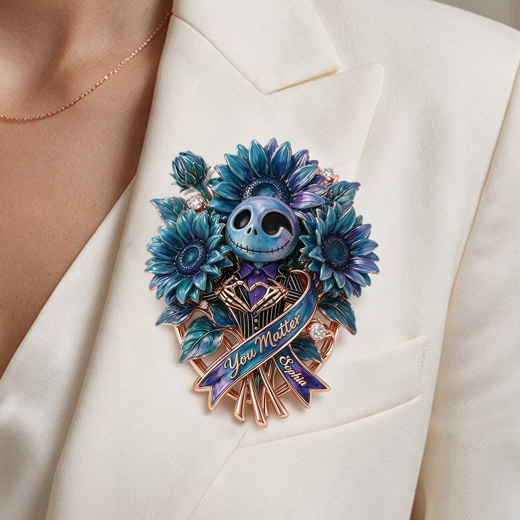 Personalized You Matter Sunflower Brooch Custom Name Enamel Pin 3D Embossed Enamel Pin GradoCreations