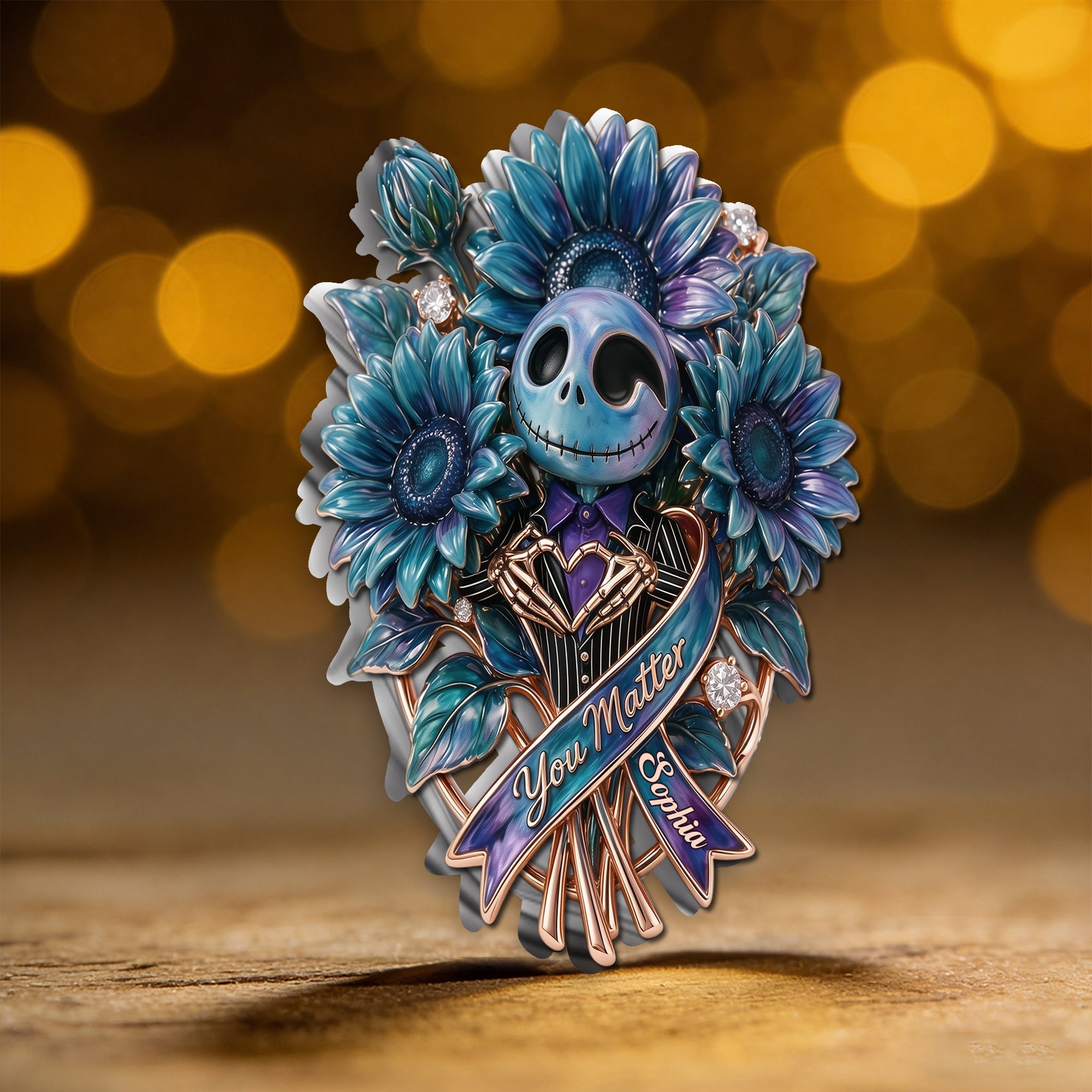 Personalized You Matter Sunflower Brooch Custom Name Enamel Pin 3D Embossed Enamel Pin GradoCreations