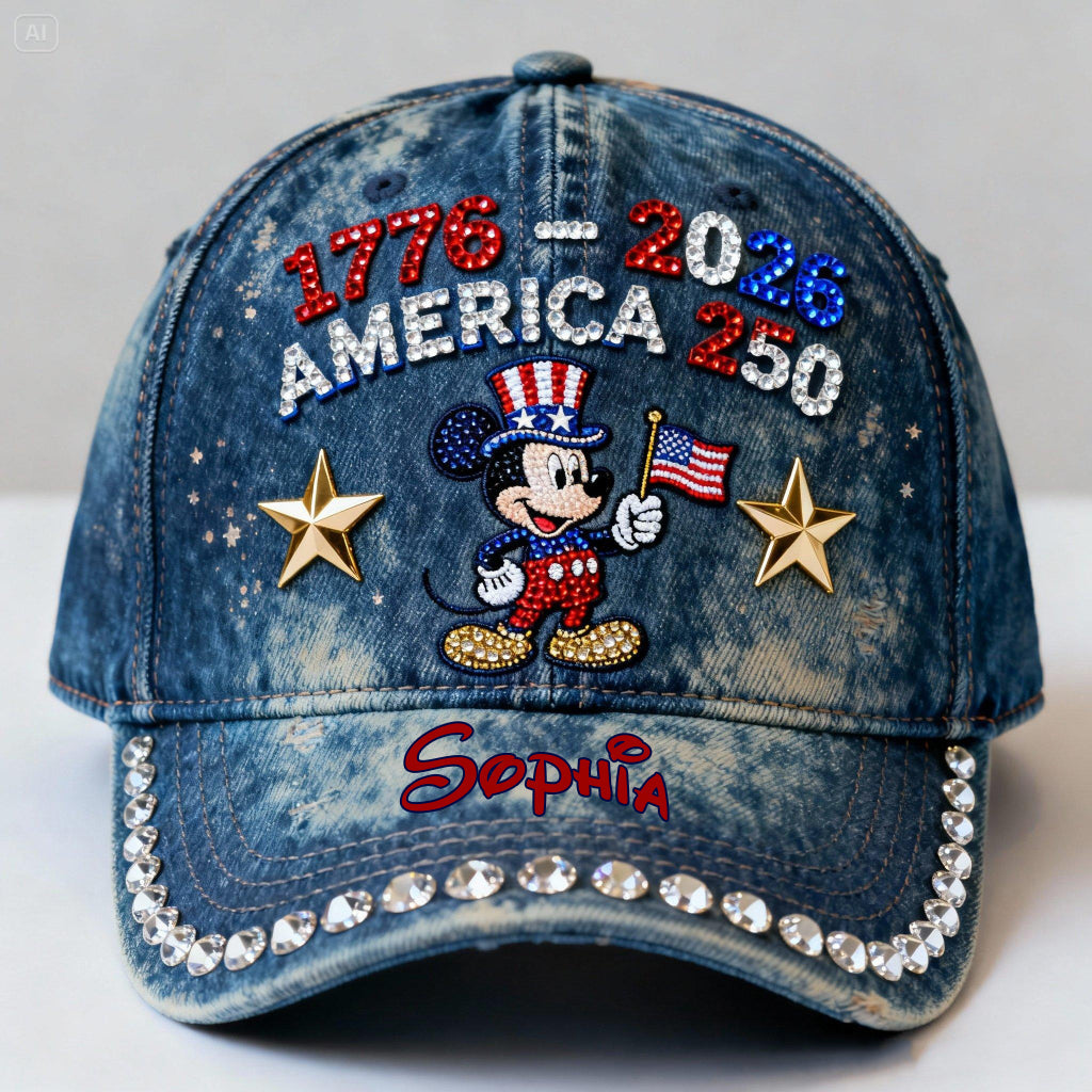 Personalized Mickey Mouse Patriotic Cap for America 250th Anniversary Classic Cap GradoCreations