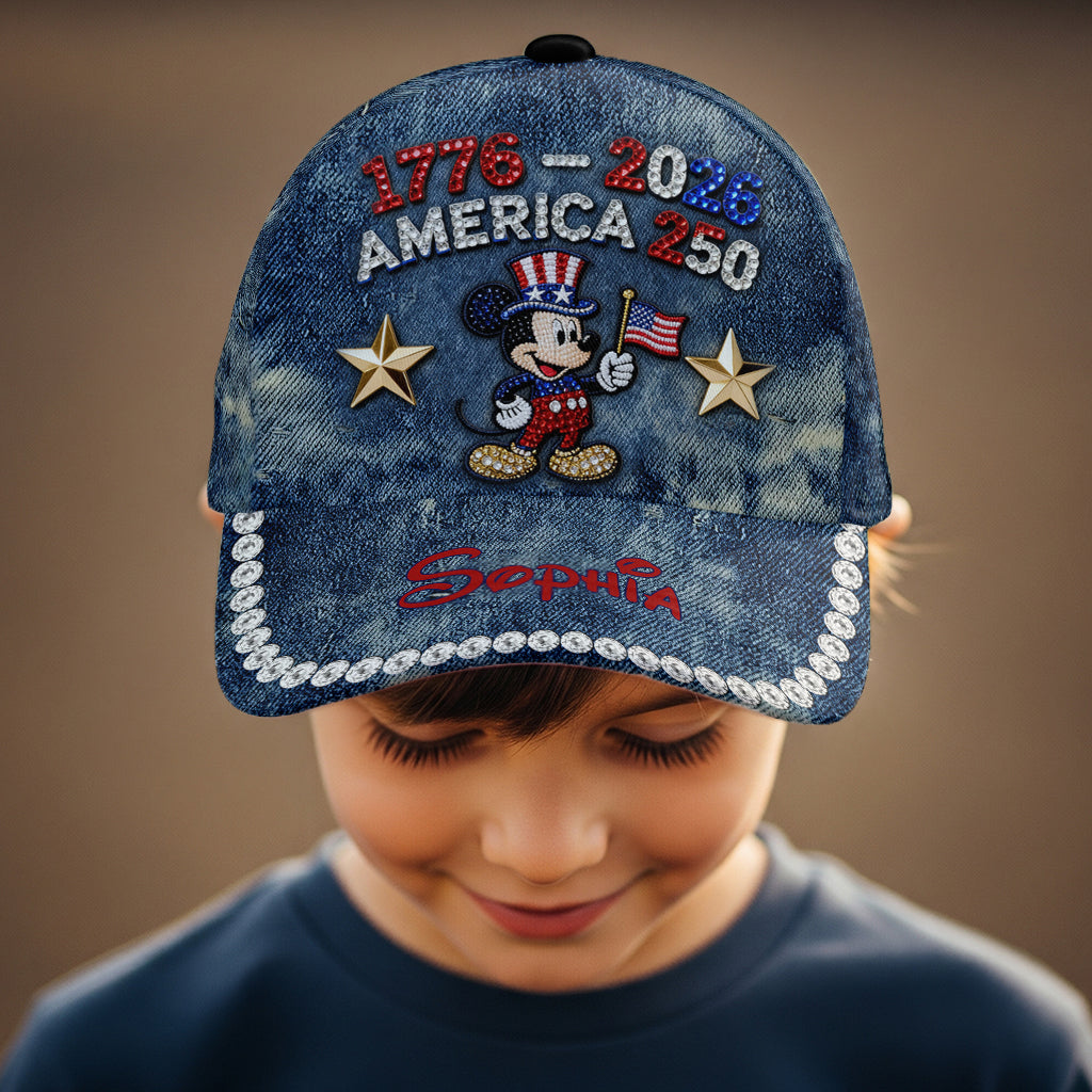 Personalized Mickey Mouse Patriotic Cap for America 250th Anniversary Classic Cap GradoCreations