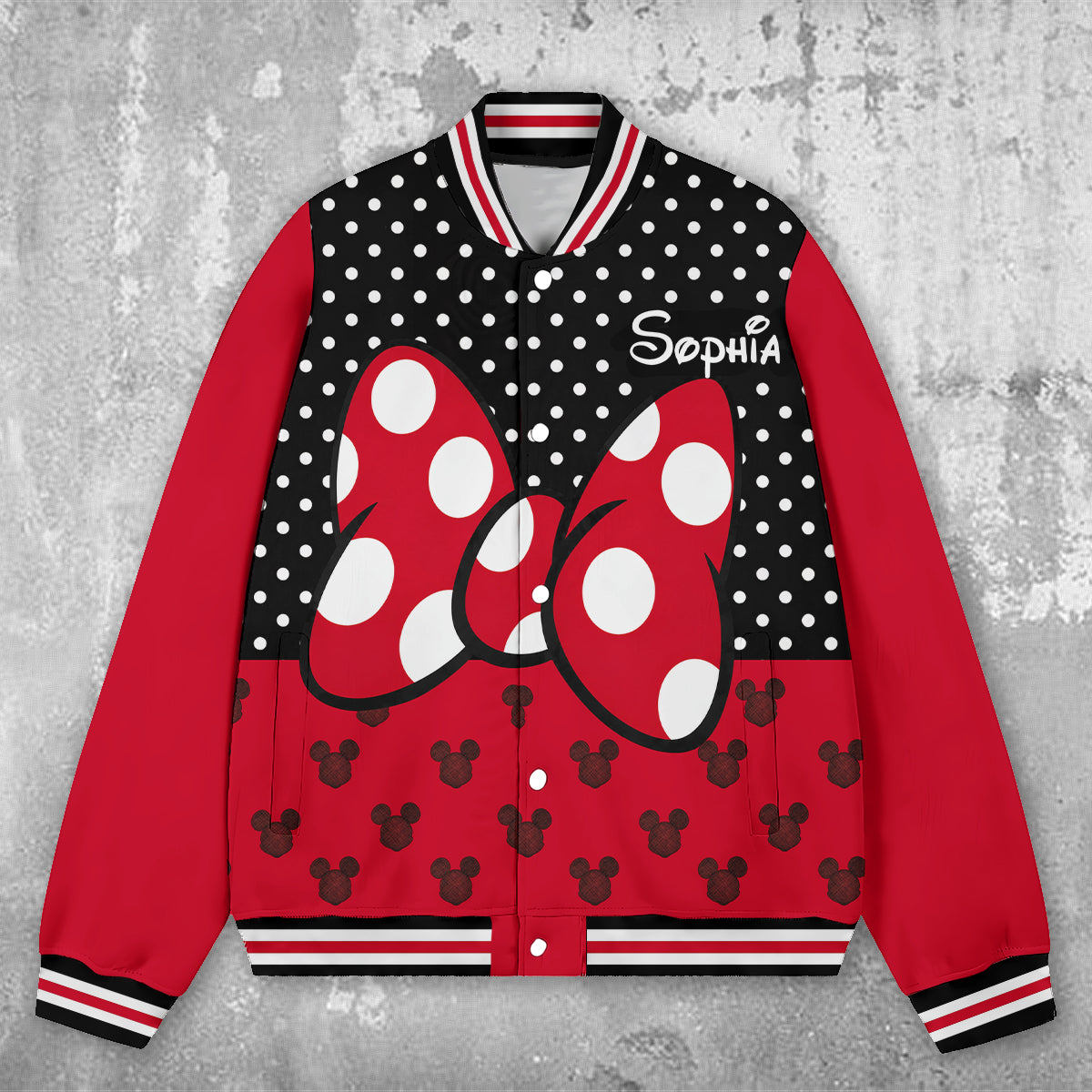 Personalized Minnie Mouse Varsity Jacket for Kids – Custom Name Gift Varsity Jacket GradoCreations