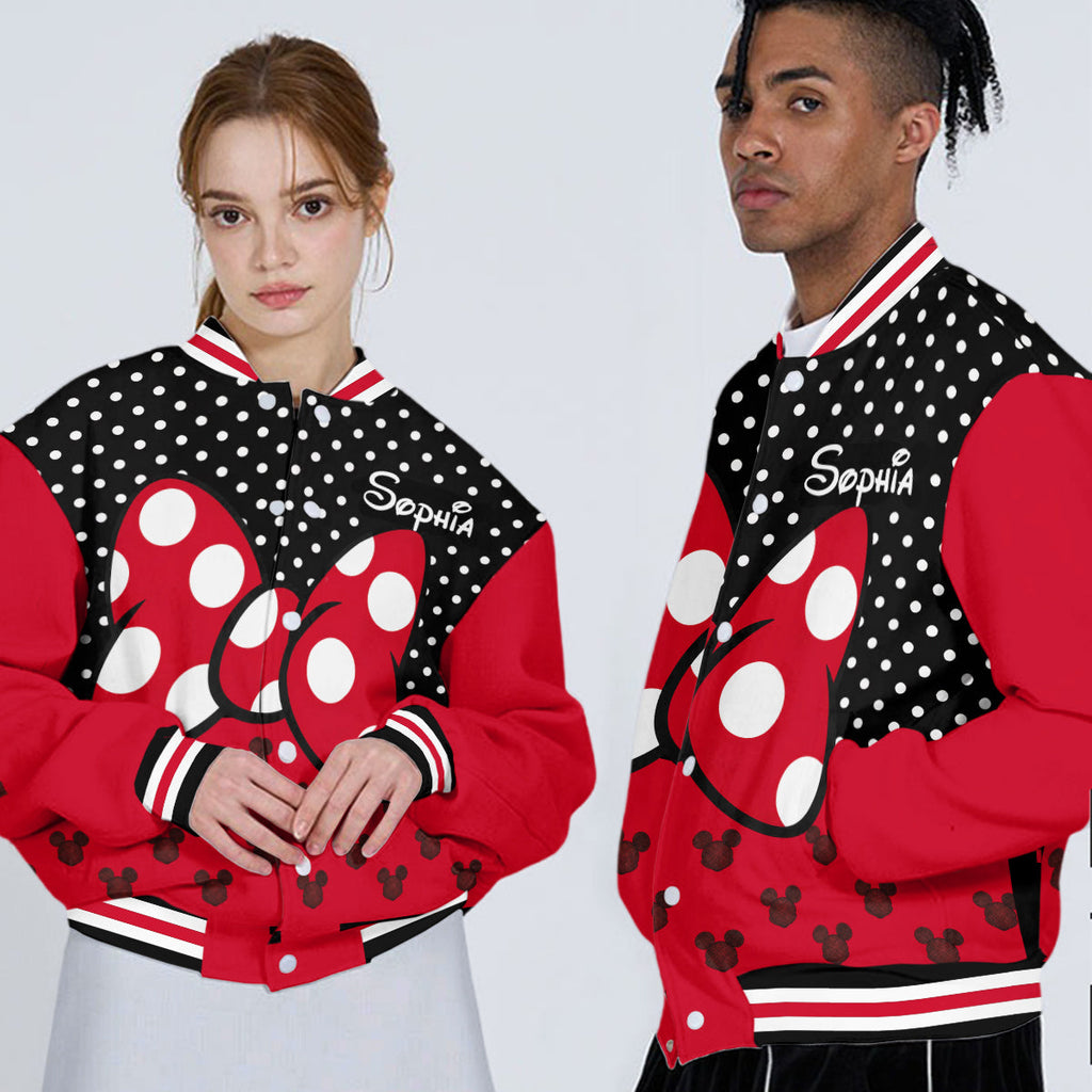 Personalized Minnie Mouse Varsity Jacket for Kids – Custom Name Gift Varsity Jacket GradoCreations