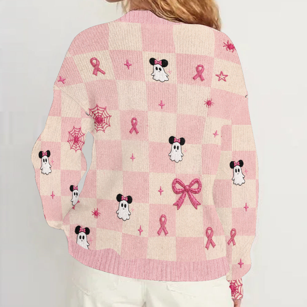 Personalized Breast Cancer Awareness Cardigan Sweater for Women Cardigan Sweater GradoCreations