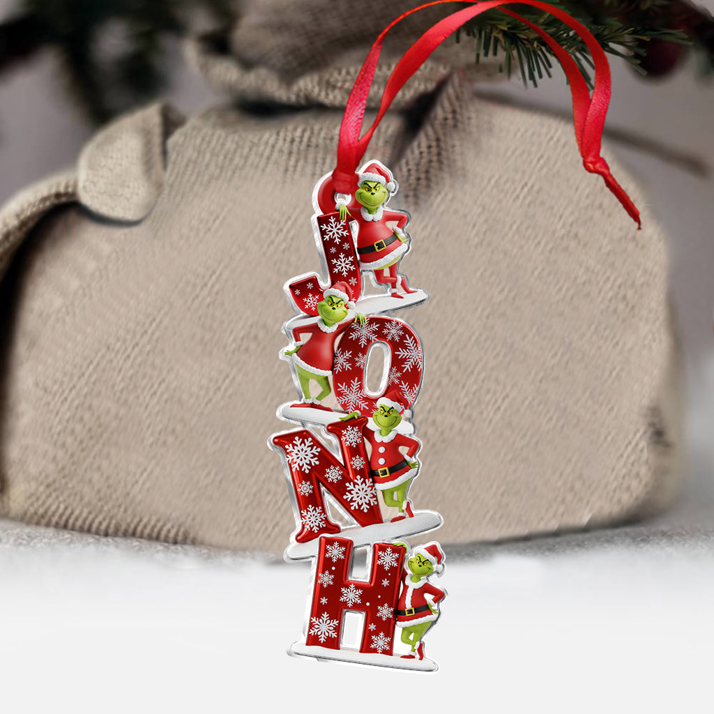 Personalized Grinch Name Letter Transparent Christmas Ornament One-sided Ornament GradoCreations