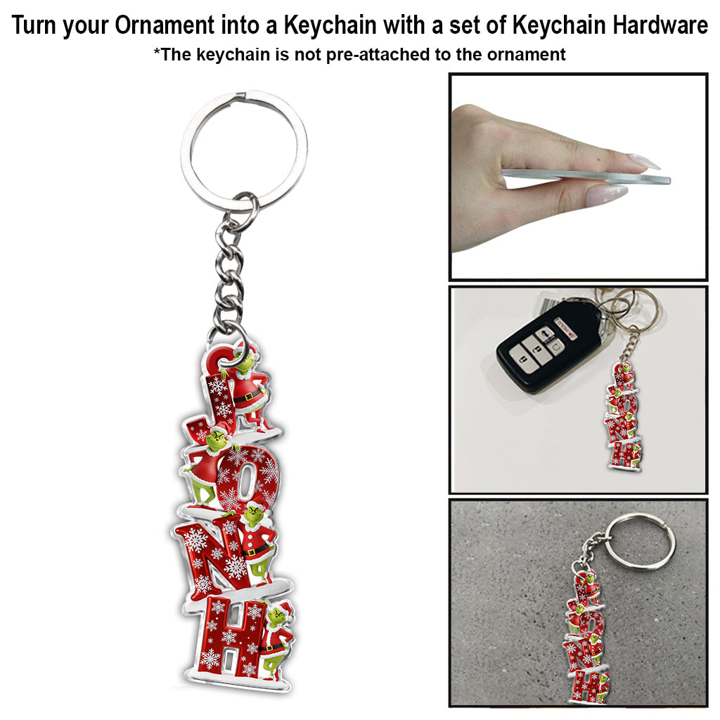 Personalized Grinch Name Letter Transparent Christmas Ornament One-sided Ornament GradoCreations