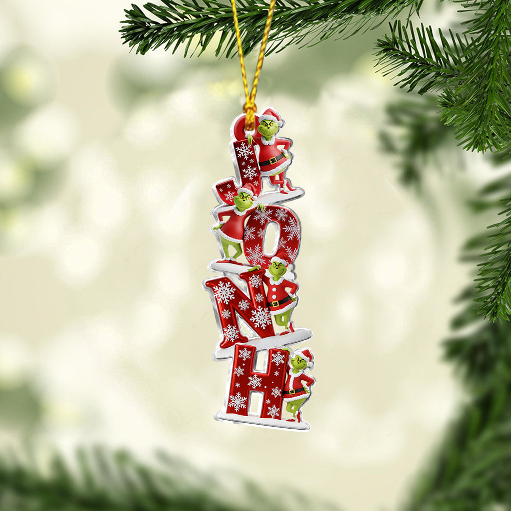Personalized Grinch Name Letter Transparent Christmas Ornament One-sided Ornament GradoCreations