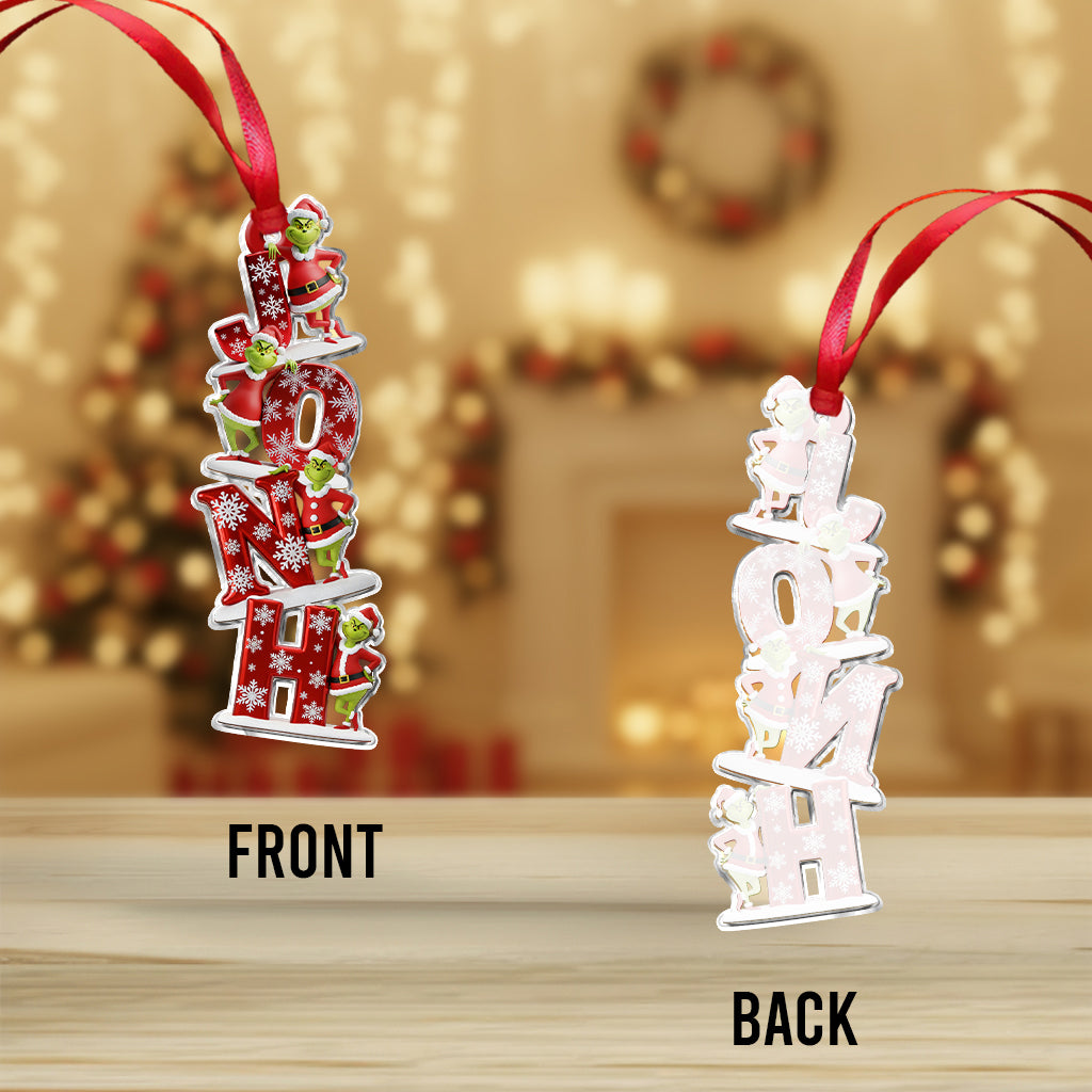 Personalized Grinch Name Letter Transparent Christmas Ornament One-sided Ornament GradoCreations