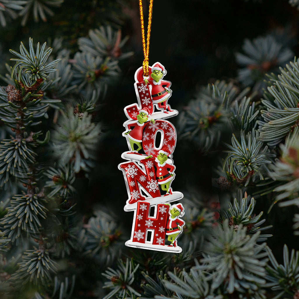 Personalized Grinch Name Letter Transparent Christmas Ornament One-sided Ornament GradoCreations
