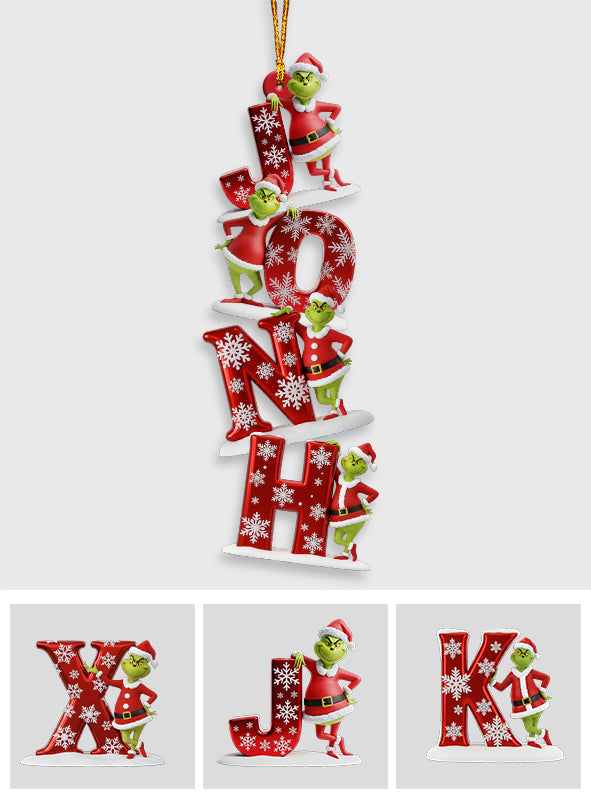 Personalized Grinch Name Letter Transparent Christmas Ornament One-sided Ornament GradoCreations
