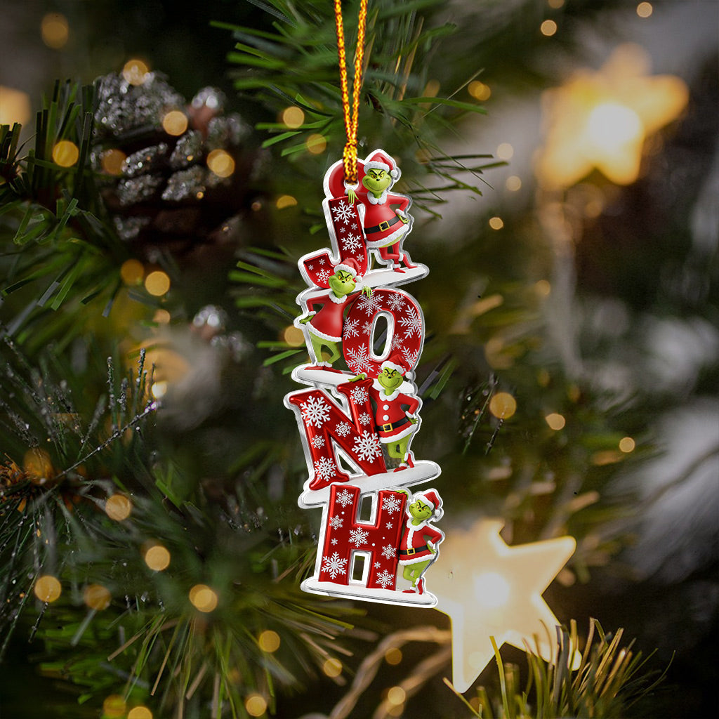 Personalized Grinch Name Letter Transparent Christmas Ornament One-sided Ornament GradoCreations