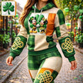 Personalized Shamrock Patchwork Hoodie & Leggings Gift Set for St. Patrick's Day Hoodie & Leggings GradoCreations