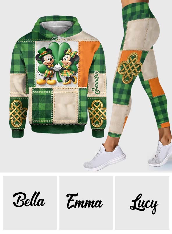 Personalized Shamrock Patchwork Hoodie & Leggings Gift Set for St. Patrick's Day Hoodie & Leggings GradoCreations