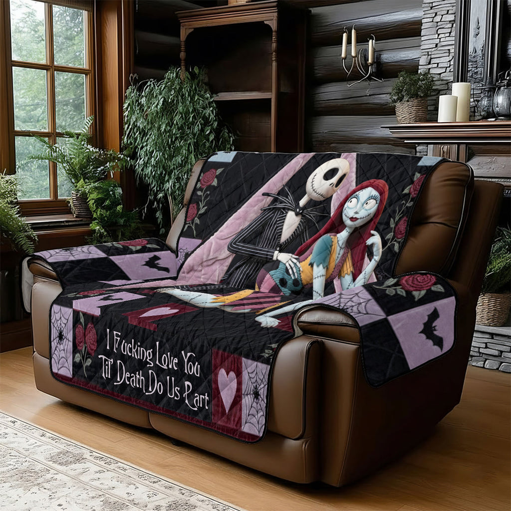 Personalized Gothic Romance Quilted Sofa Cover Custom Name for Couples Quilted Sofa/Couch Cover GradoCreations