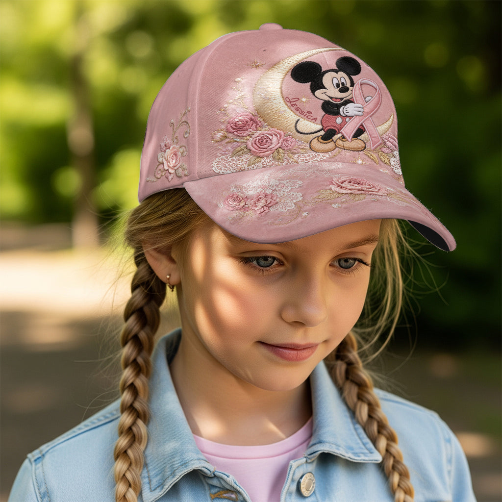 Personalized Pink Breast Cancer Awareness Classic Cap with Mickey Mouse Classic Cap GradoCreations