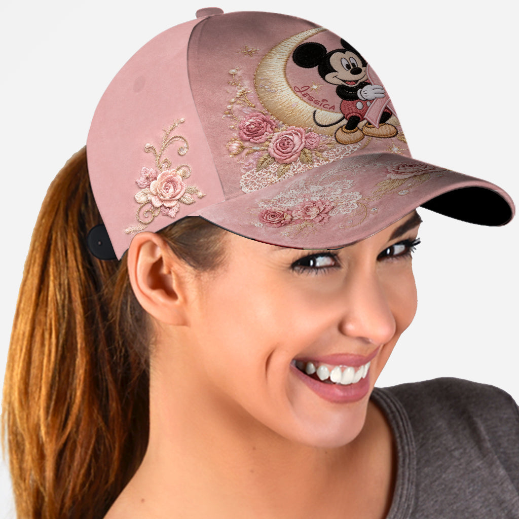 Personalized Pink Breast Cancer Awareness Classic Cap with Mickey Mouse Classic Cap GradoCreations