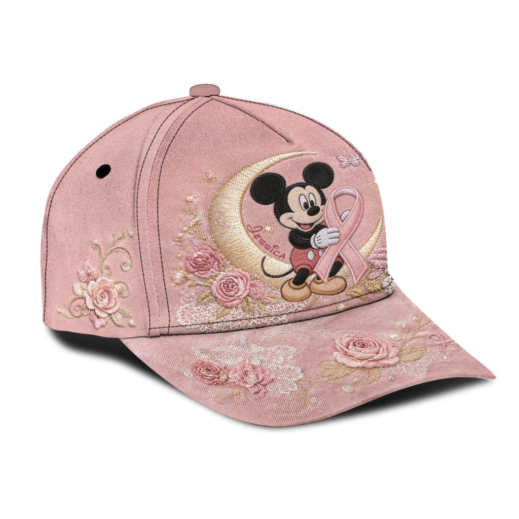 Personalized Pink Breast Cancer Awareness Classic Cap with Mickey Mouse Classic Cap GradoCreations