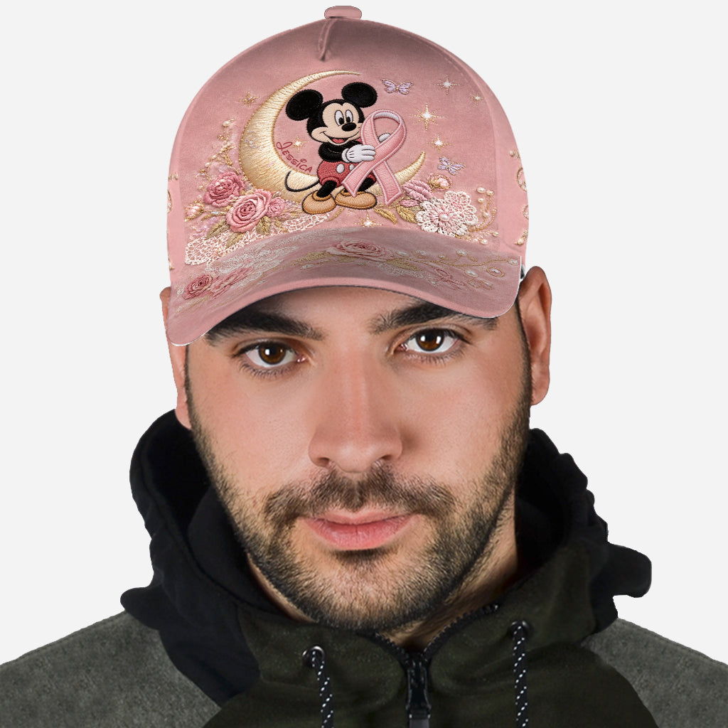 Personalized Pink Breast Cancer Awareness Classic Cap with Mickey Mouse Classic Cap GradoCreations