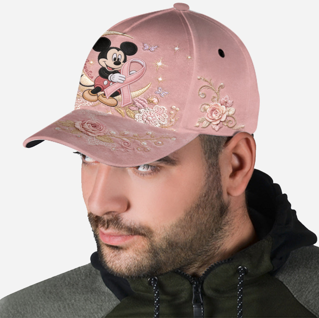 Personalized Pink Breast Cancer Awareness Classic Cap with Mickey Mouse Classic Cap GradoCreations