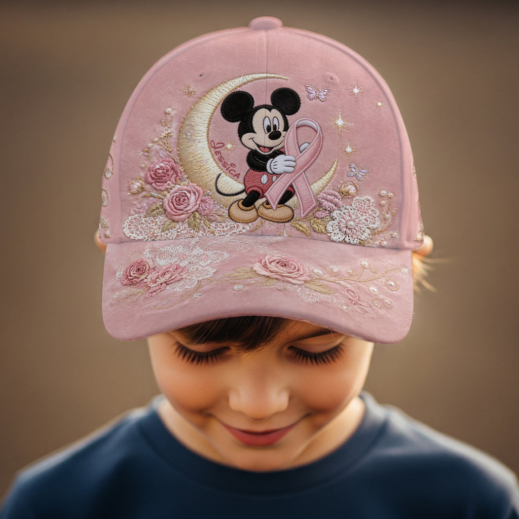 Personalized Pink Breast Cancer Awareness Classic Cap with Mickey Mouse Classic Cap GradoCreations
