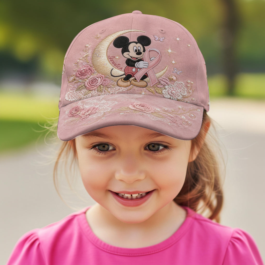 Personalized Pink Breast Cancer Awareness Classic Cap with Mickey Mouse Classic Cap GradoCreations