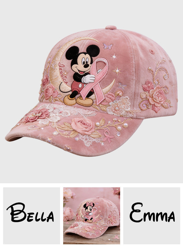 Personalized Pink Breast Cancer Awareness Classic Cap with Mickey Mouse Classic Cap GradoCreations