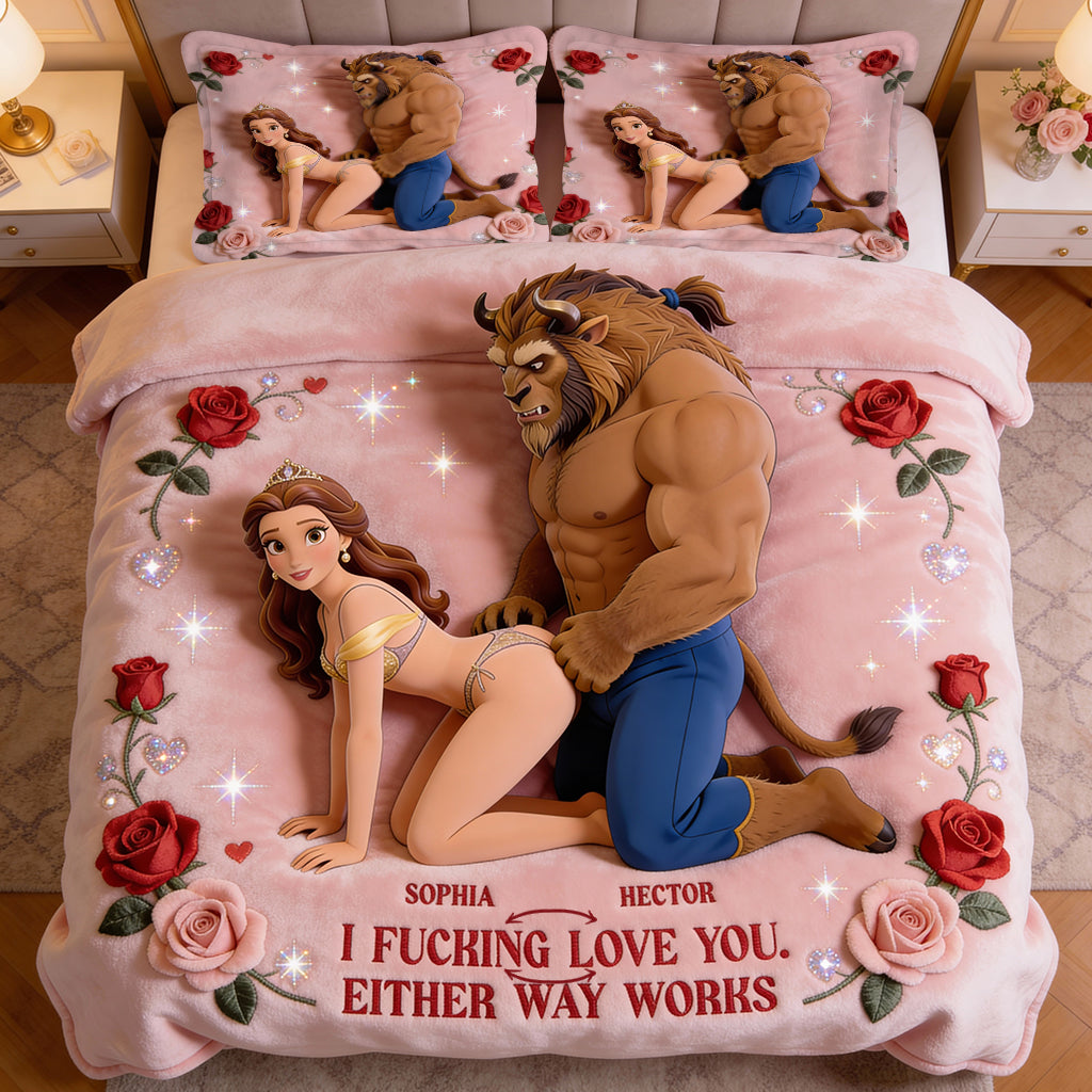 Personalized Beauty and the Beast Bedding Set Gift for Couples Bedding Set GradoCreations