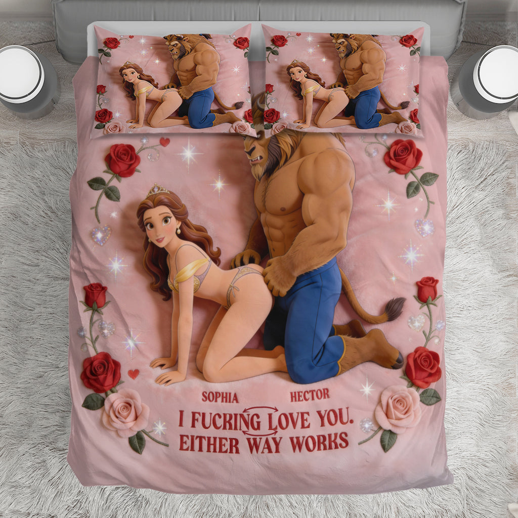 Personalized Beauty and the Beast Bedding Set Gift for Couples Bedding Set GradoCreations