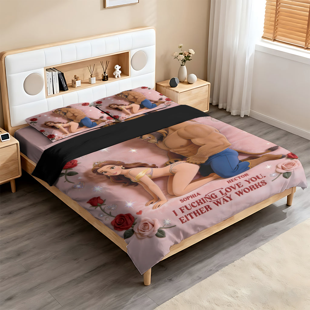 Personalized Beauty and the Beast Bedding Set Gift for Couples Bedding Set GradoCreations