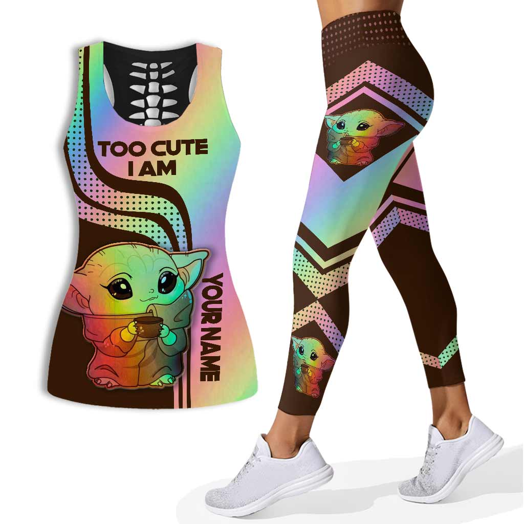 Personalized Hollow Tank Top & Leggings Custom Name Gift for Mom Hollow Tank & Leggings GradoCreations