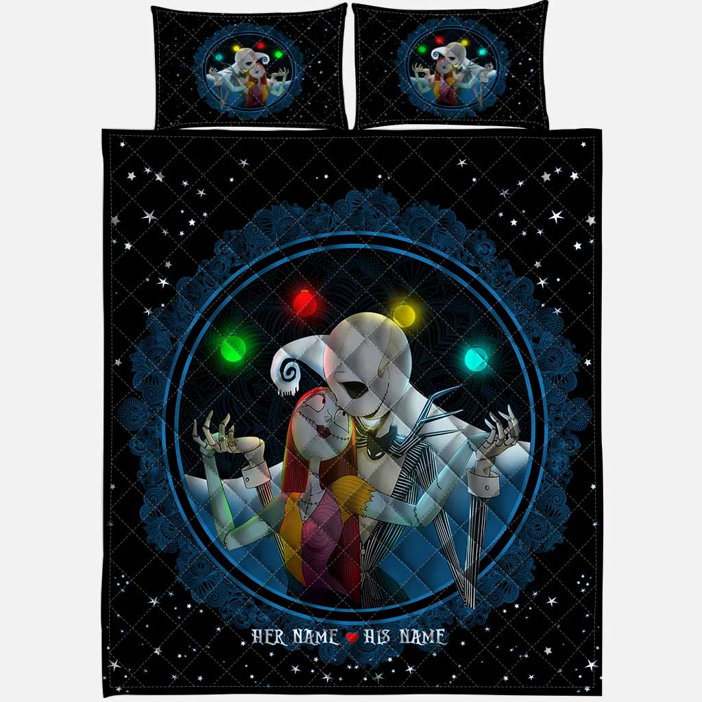 Personalized Nightmare Before Christmas Quilt Set | Custom Couple Gift Quilt Set GradoCreations
