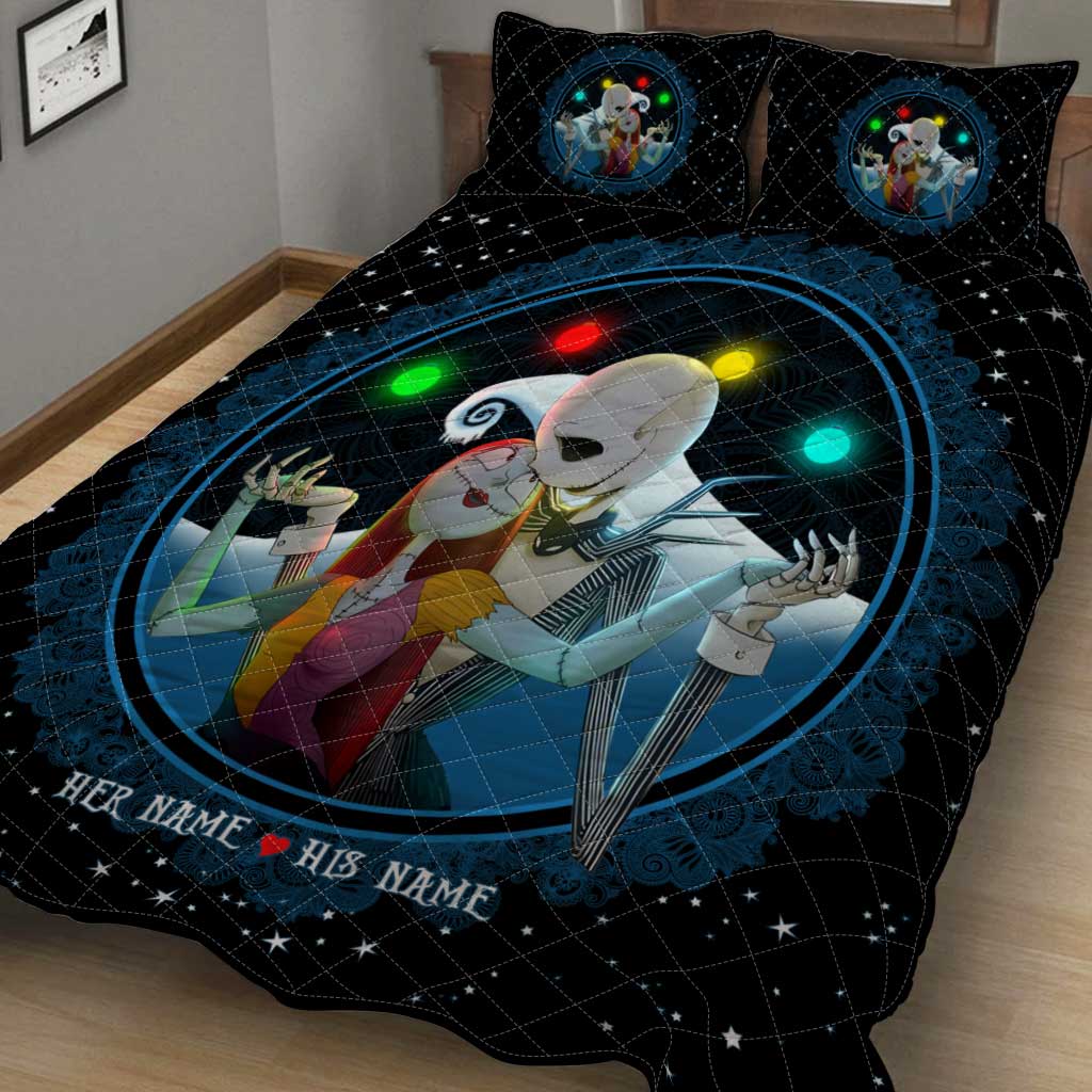Personalized Nightmare Before Christmas Quilt Set | Custom Couple Gift Quilt Set GradoCreations