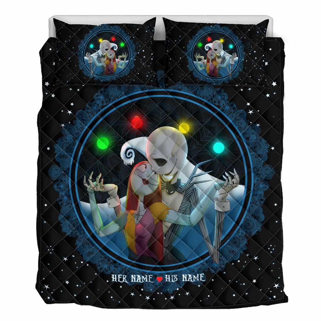 Personalized Nightmare Before Christmas Quilt Set | Custom Couple Gift Quilt Set GradoCreations